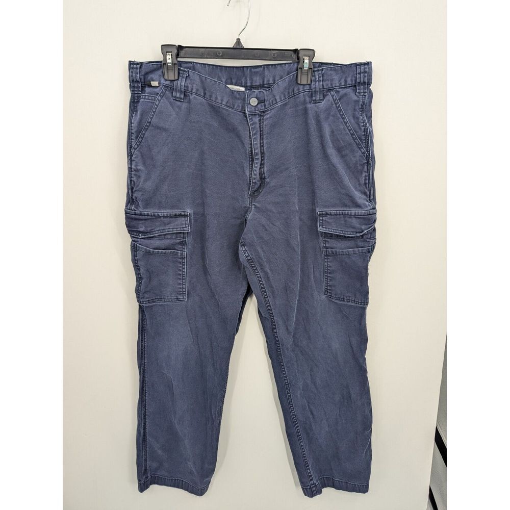 Carhartt FR Flame Resistant CAT 2 Pants 40x29 Navy Blue Canvas Workwear Pockets